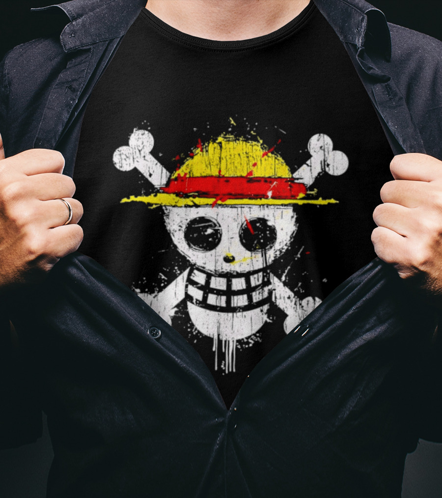 Jolly Roger Straw Hat Pirate Skull Monkey D. Luffy One Piece T-Shirt
