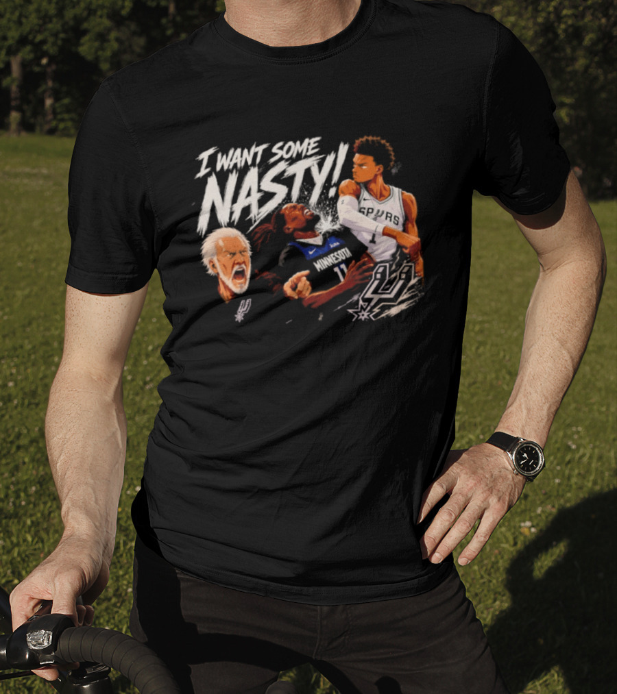 Gregg Popovich I Want Some Nasty Basketball Anthony Edwards Victor Wembanyama Spurs T-Shirt