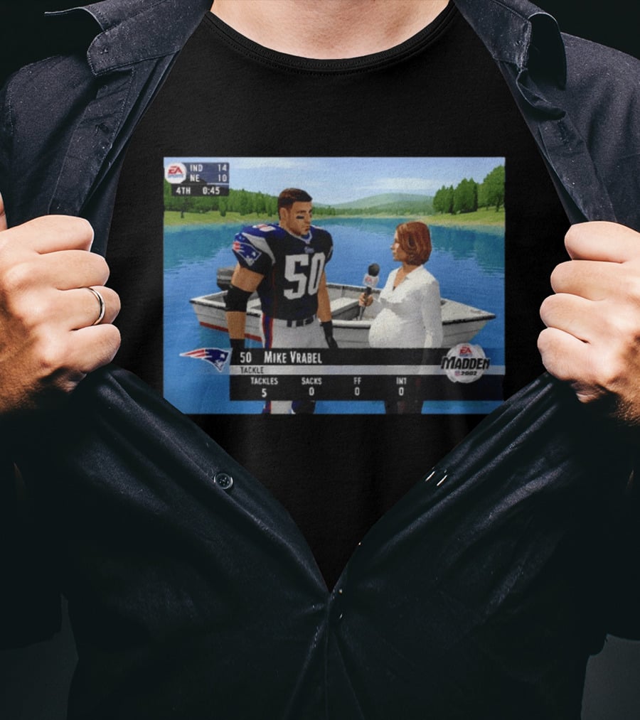 EA Madden 2002 Mike Vrabel Interview Football Patriots Video Game Scene T-Shirt