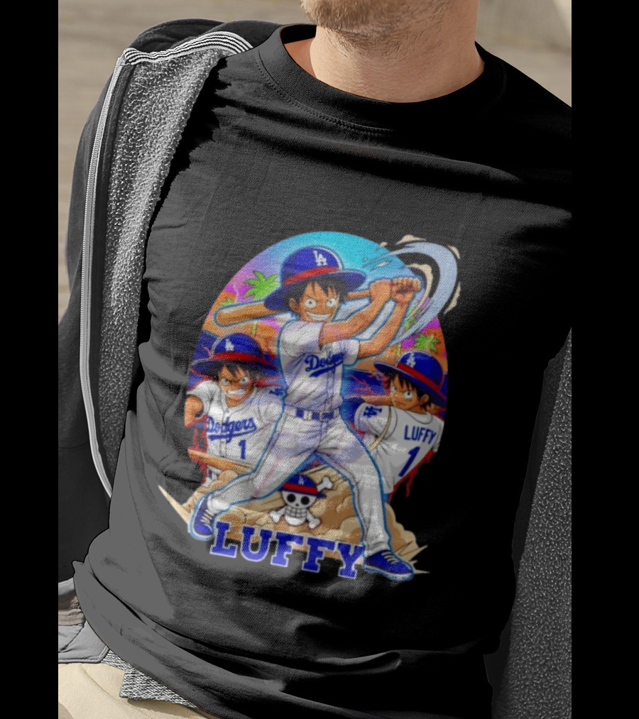 Monkey D. Luffy Dodgers Baseball 2026 Anime T-Shirt