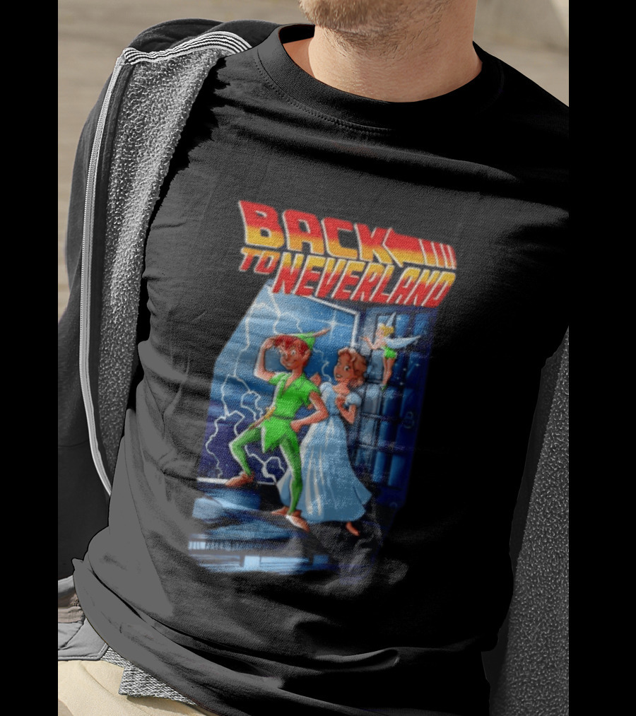 Back To Neverland Peter Pan Wendy Tinkerbell Mashup Back To The Future T-Shirt