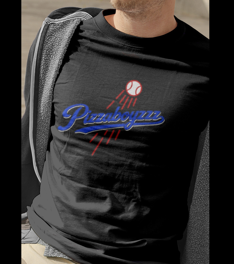 Pizzaboyzzz Los Angeles Dodgers MLB Baseball 2026 Baseball Projectile Motif T-Shirt