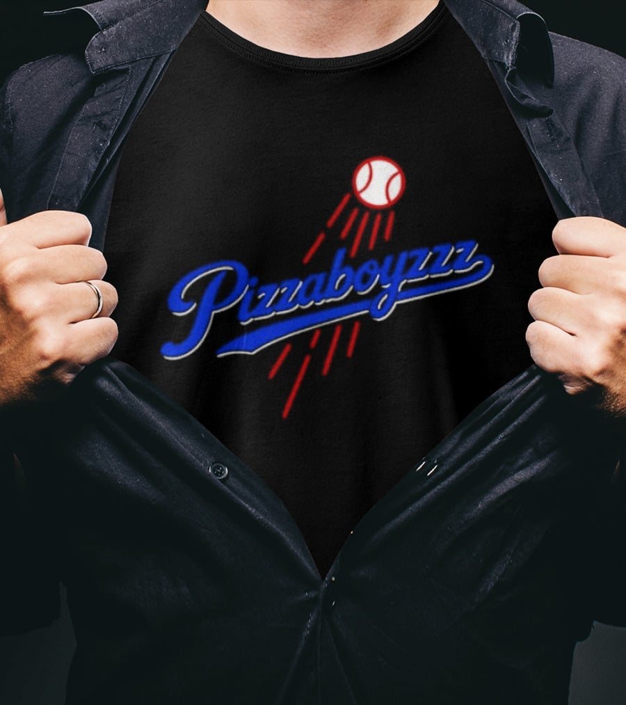 Pizzaboyzzz Los Angeles Dodgers MLB Baseball 2026 Baseball Projectile Motif T-Shirt