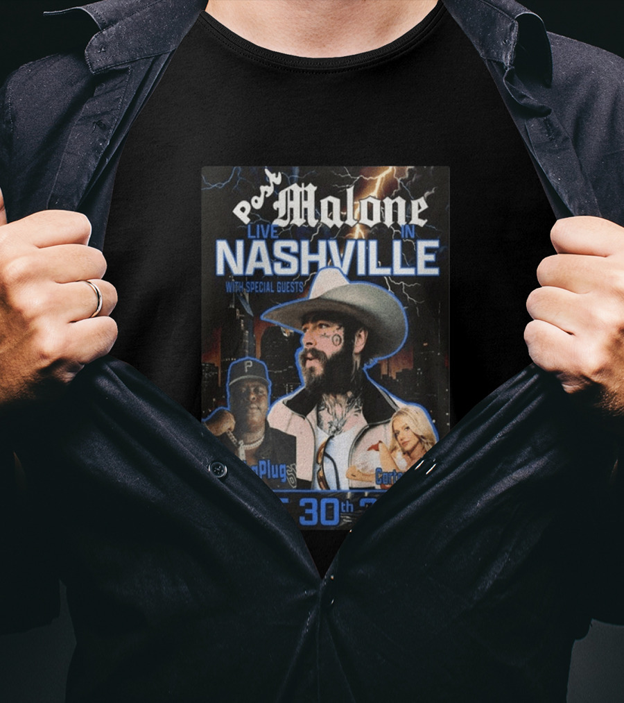 Post Malone Live In Nashville June 30th 2026 With Special Guests BigXthaPlug Carter Faith T-Shirt