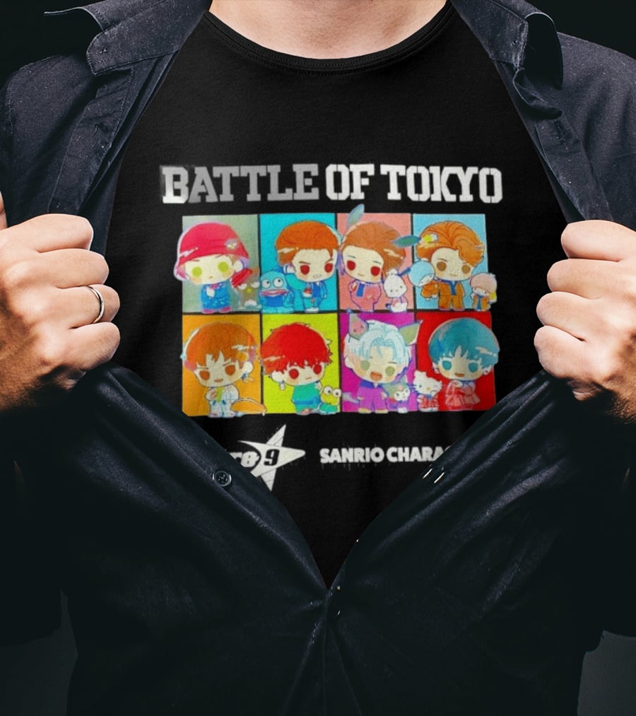 Battle Of Tokyo Astro 9 Sanrio Characters Cute Colorful Anime Collaboration T-Shirt