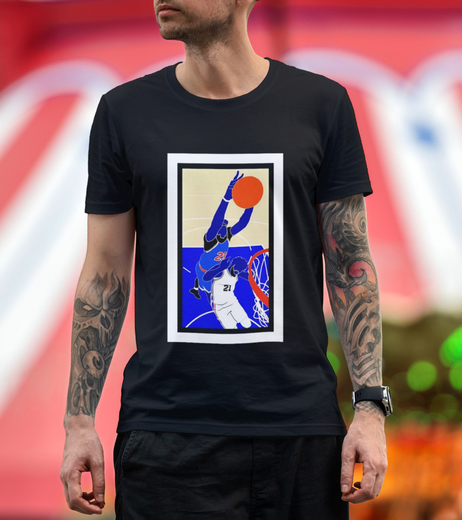 Mitchell Robinson Slam Dunk Over Joel Embiid New York Knicks T-Shirt
