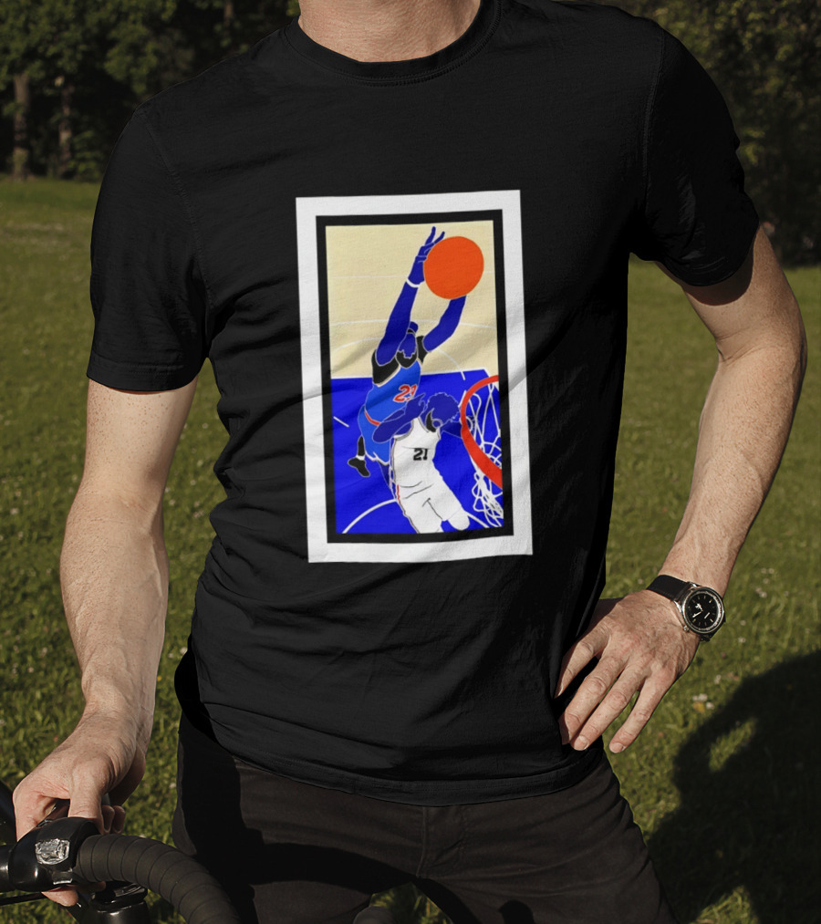 Mitchell Robinson Slam Dunk Over Joel Embiid New York Knicks T-Shirt