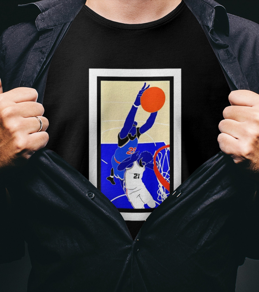 Mitchell Robinson Slam Dunk Over Joel Embiid New York Knicks T-Shirt