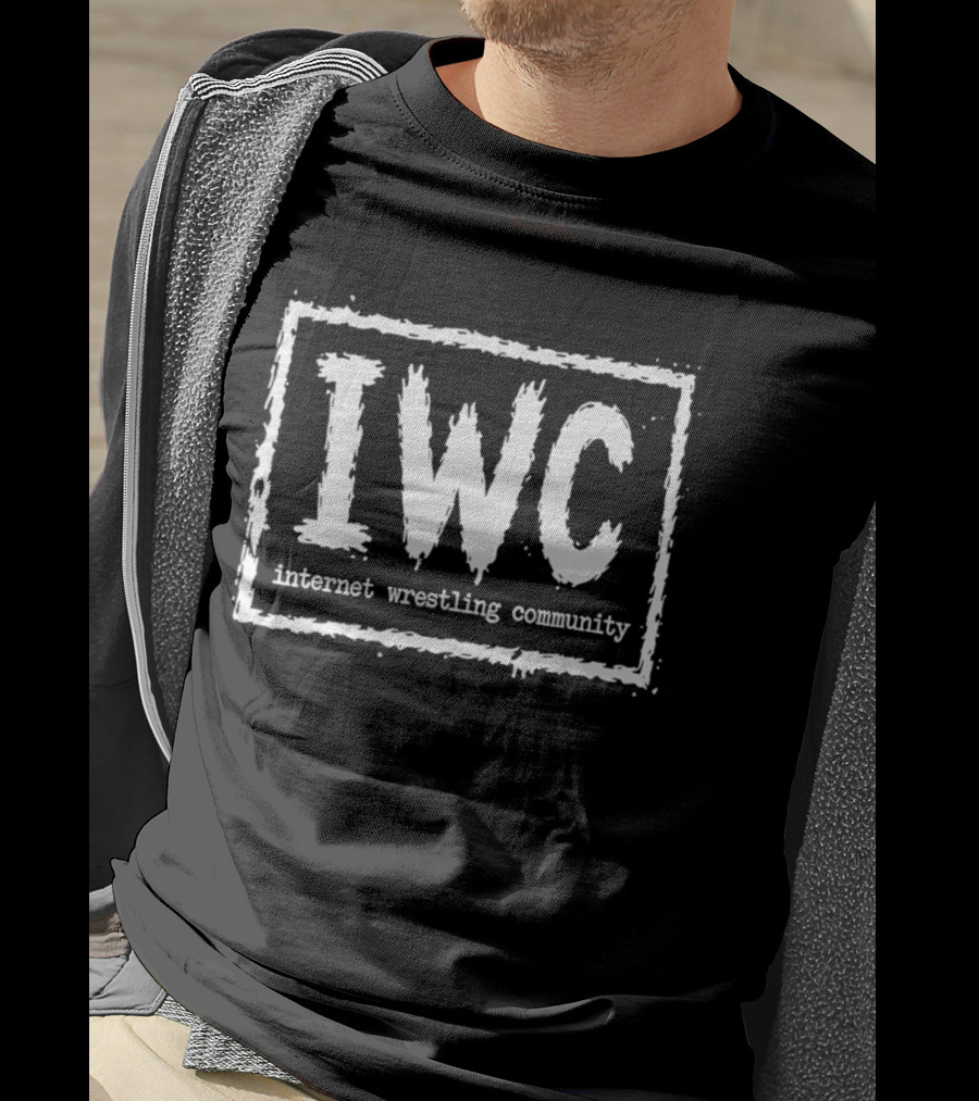 IWC Internet Wrestling Community Textured White Typographic Block T-Shirt