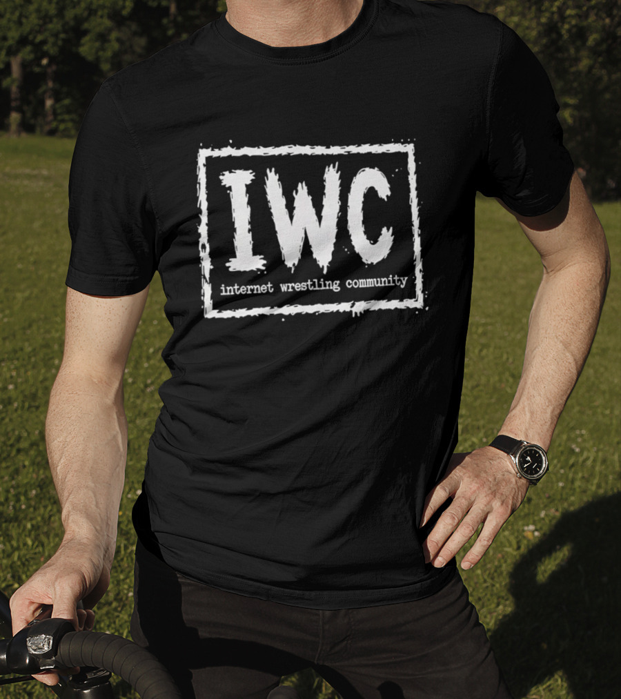 IWC Internet Wrestling Community Textured White Typographic Block T-Shirt