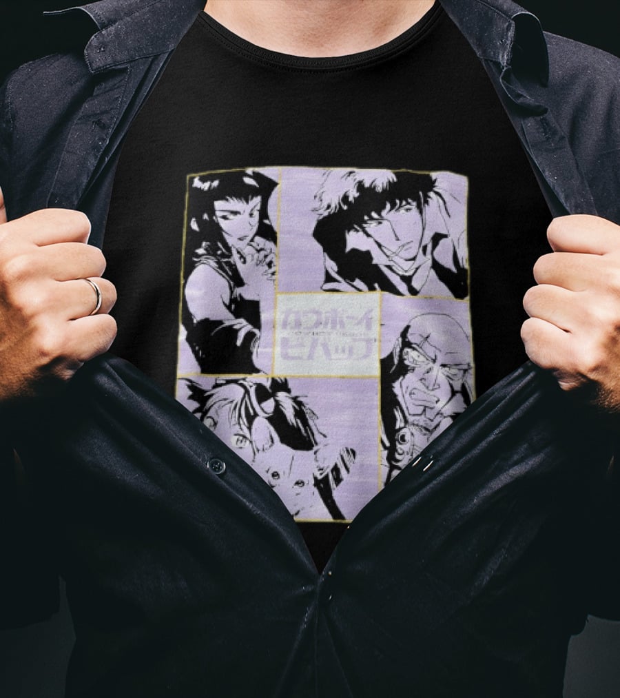Cowboy Bebop Anime Characters Collage Faye Spike Ein Jet T-Shirt