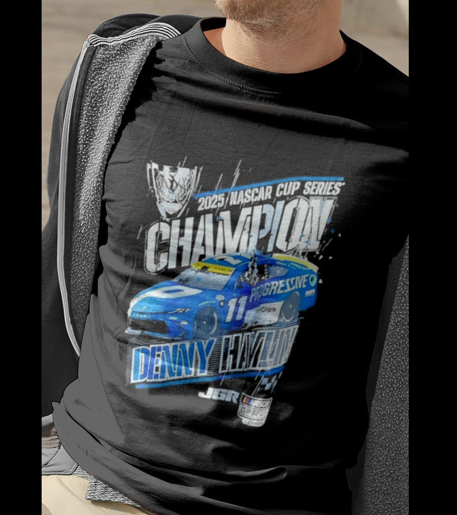 Denny Hamlin 2025 NASCAR Cup Series Champion Progressive Car 11 Joe Gibbs Racing T-Shirt