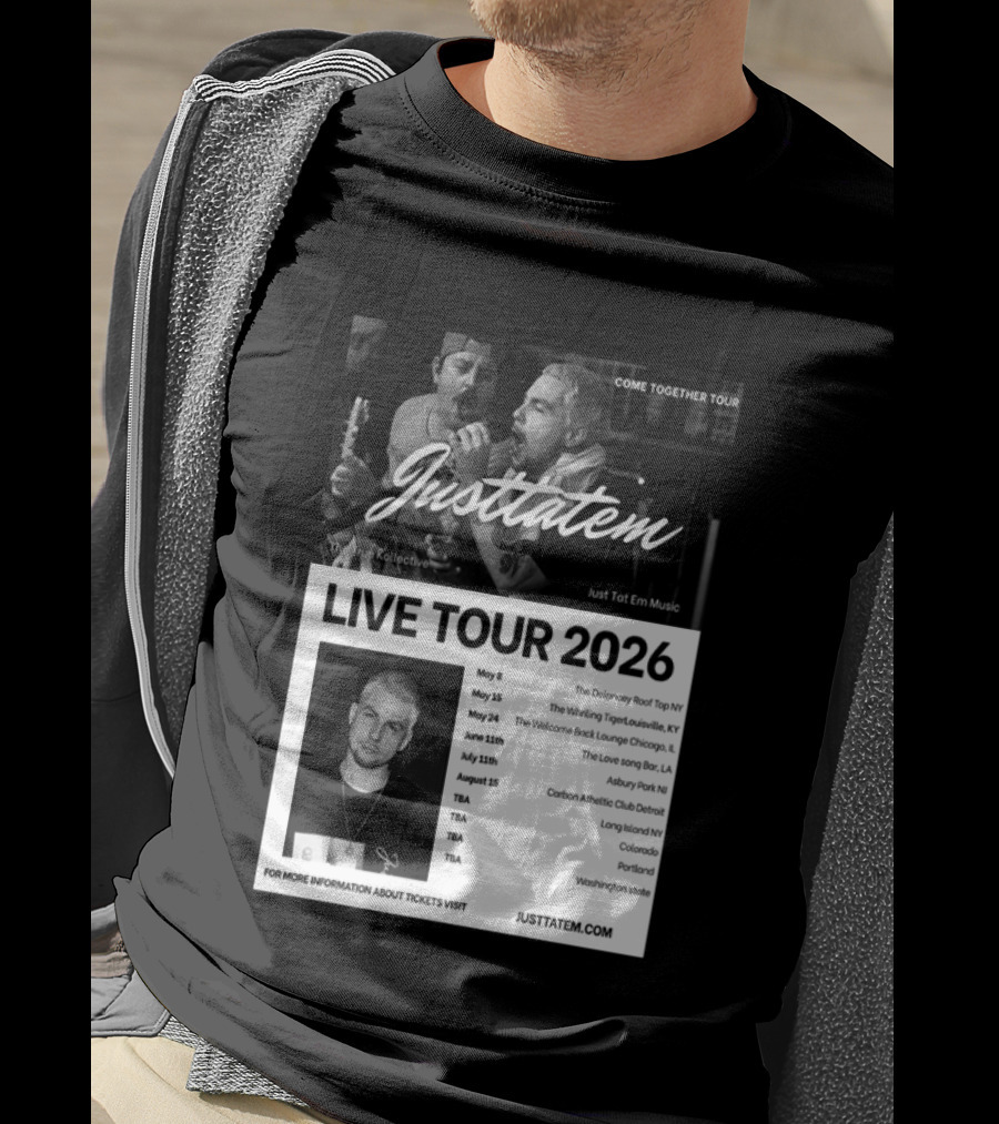 Live Tour 2026 Justtatem Come Together Justin Barona Tour Dates T-Shirt