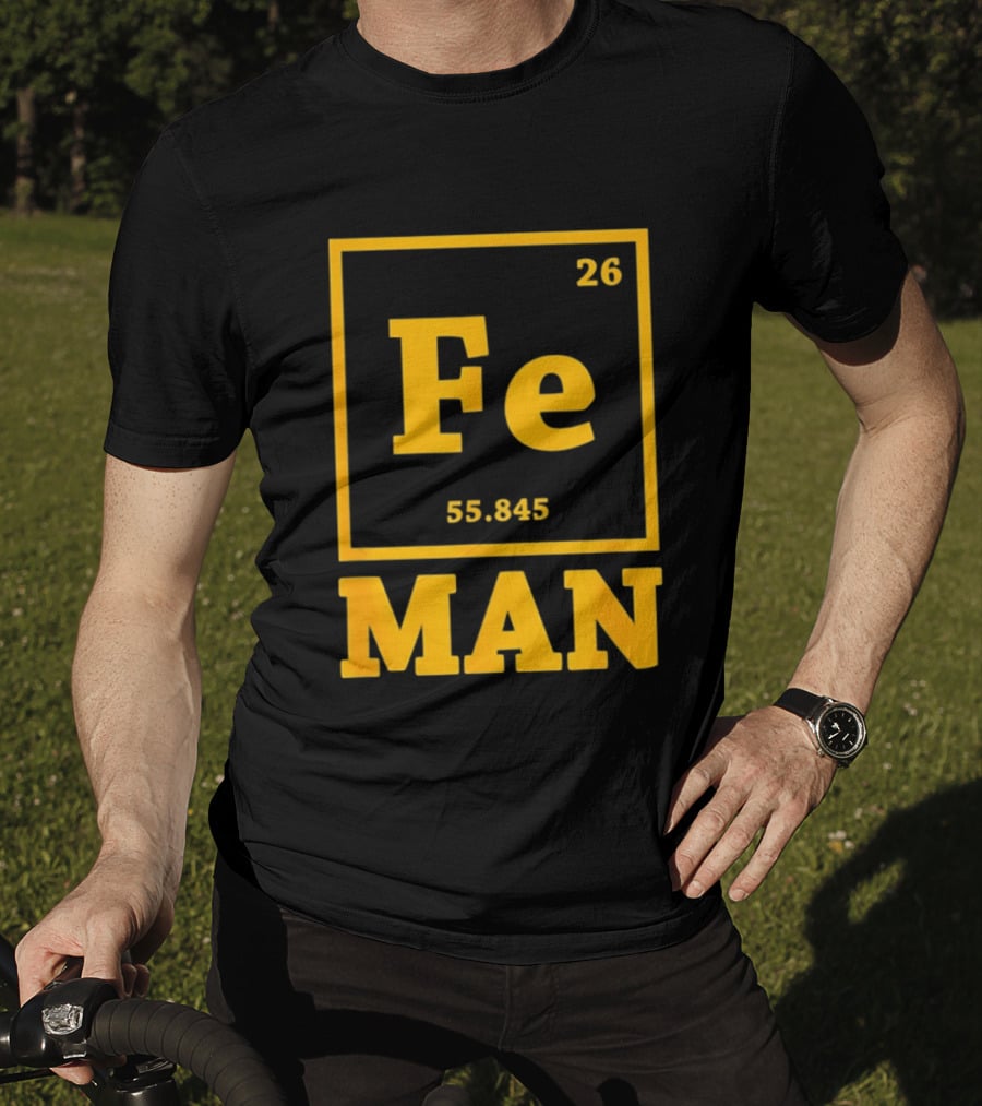 Fe 26 55.845 Periodic Chemistry Element Man T-Shirt