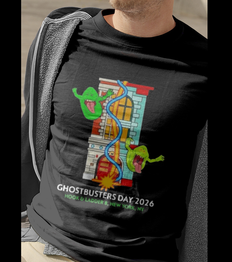 Ghostbusters Day 2026 Hook & Ladder 8 Firehouse Slimer Double Feature T-Shirt