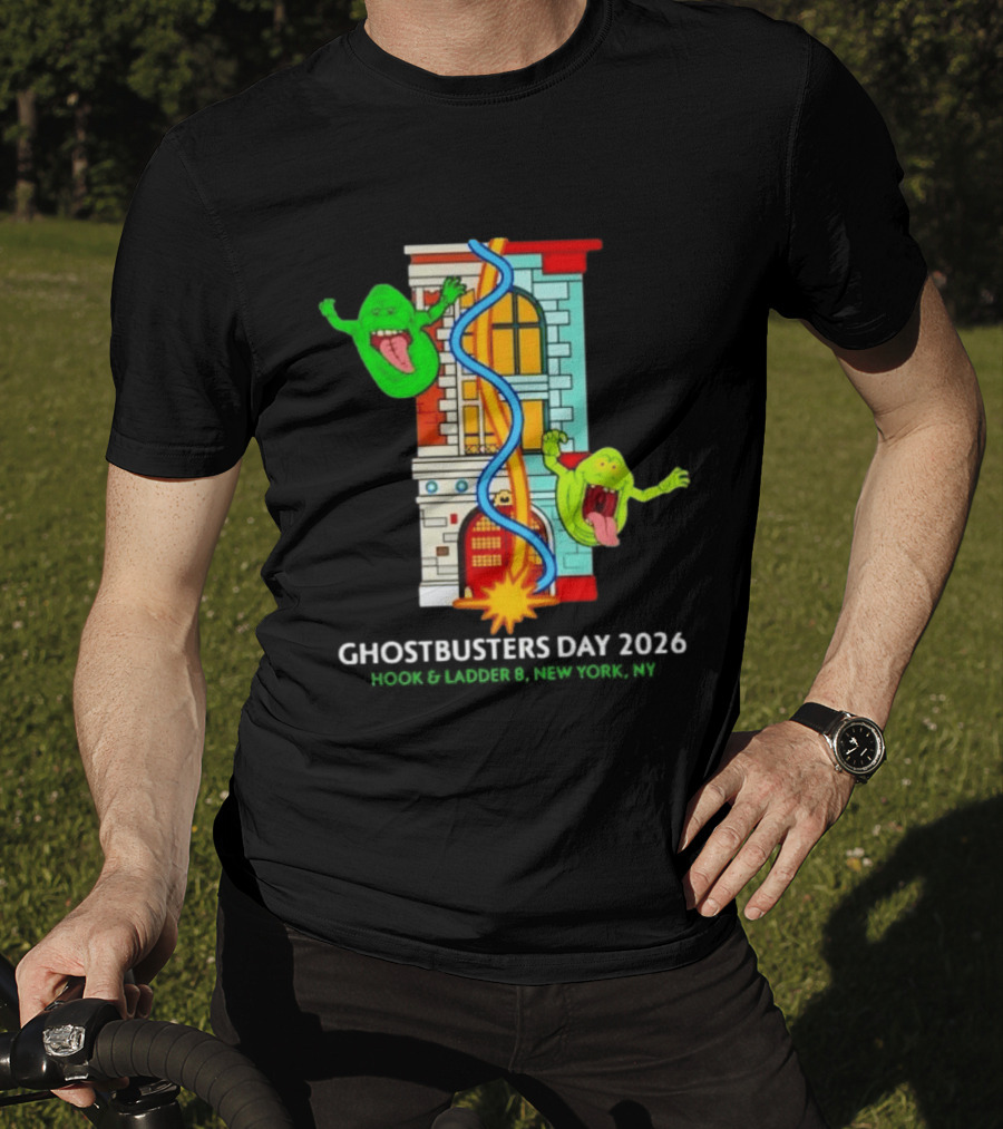 Ghostbusters Day 2026 Hook & Ladder 8 Firehouse Slimer Double Feature T-Shirt