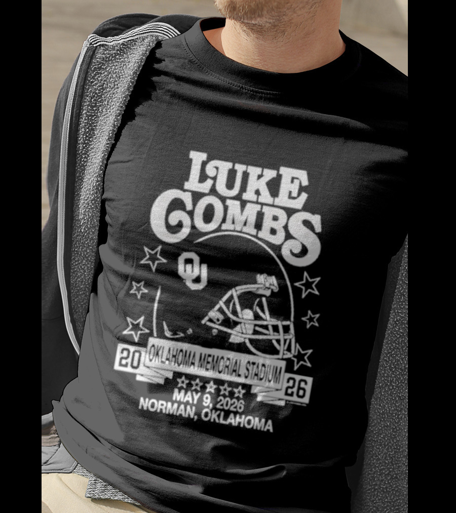 Luke Combs May 9 2026 Norman Oklahoma Football Helmet Stars Concert Event T-Shirt