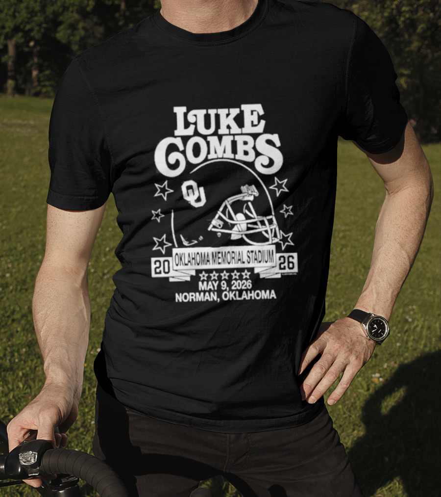 Luke Combs May 9 2026 Norman Oklahoma Football Helmet Stars Concert Event T-Shirt