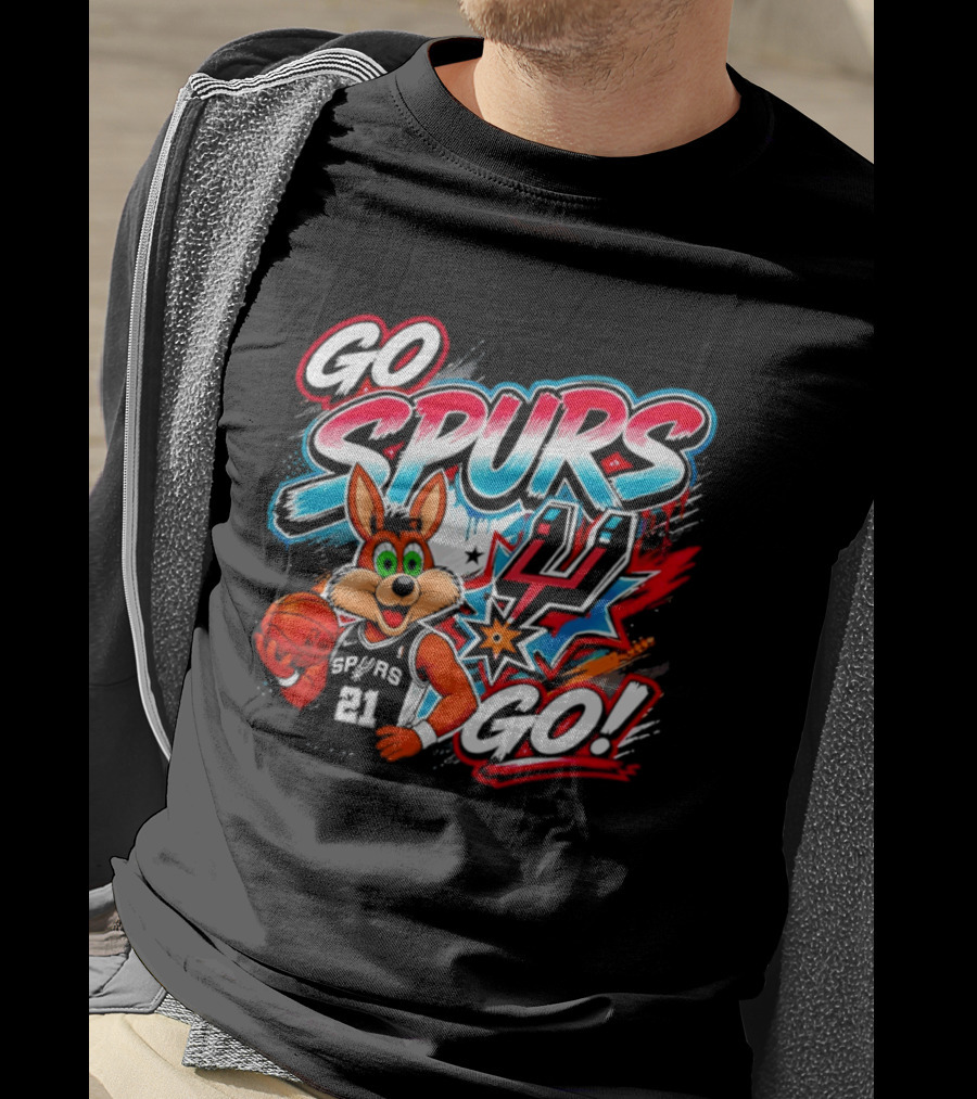 Go Spurs Go Coyote Basketball Team Spirit Graffiti T-Shirt