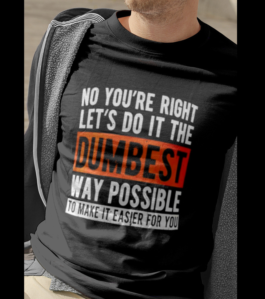 No You're Right Let's Do It The Dumbest Way Possible To Make It Easier For You T-Shirt