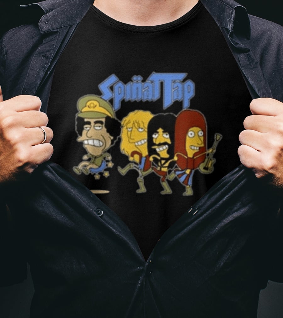 Spinattap 1992 World Tour London Paris Munich Springfield Gaddafi Cartoon Characters T-Shirt