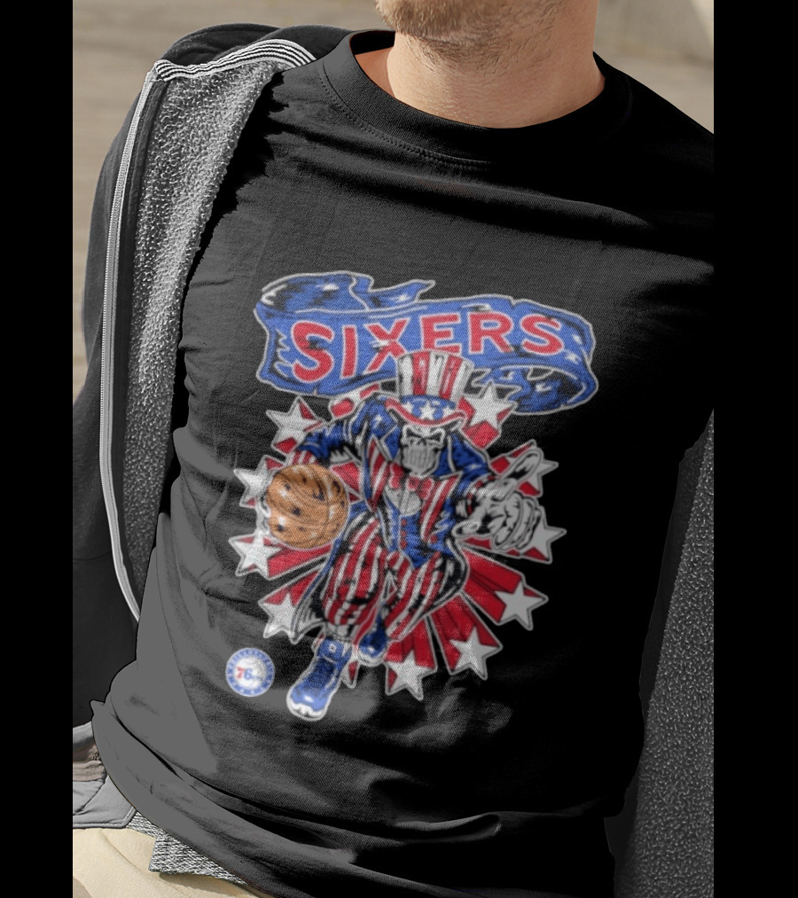 Philadelphia 76ers Warren Lotas Stars And Stripes Uncle Sam Basketball T-Shirt
