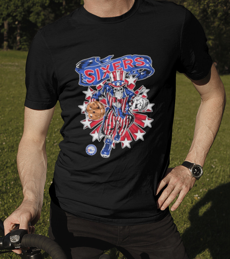 Philadelphia 76ers Warren Lotas Stars And Stripes Uncle Sam Basketball T-Shirt