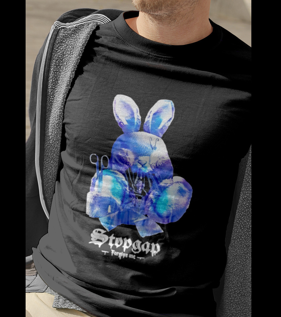 Stopgap Forgive Me Blue Bunny Plush With Scissors T-Shirt