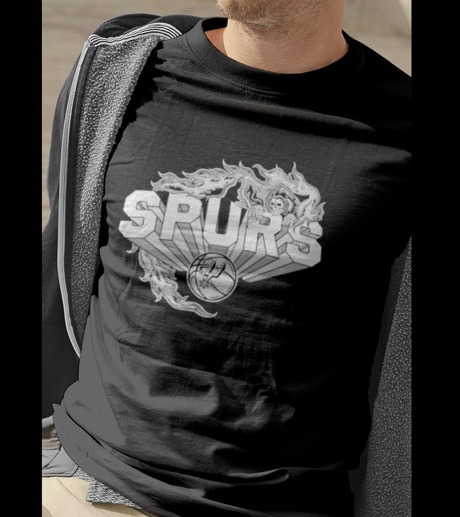 San Antonio Spurs Warren Lotas Flames 2026 Basketball Collaboration T-Shirt