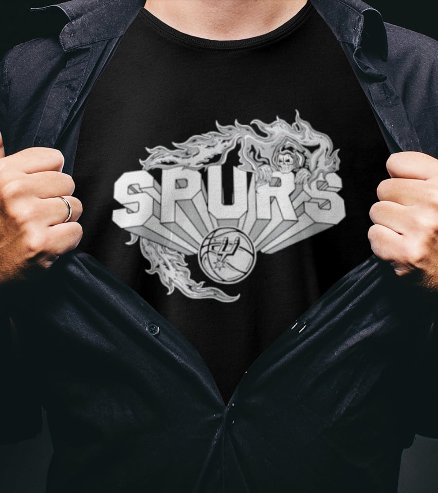 San Antonio Spurs Warren Lotas Flames 2026 Basketball Collaboration T-Shirt