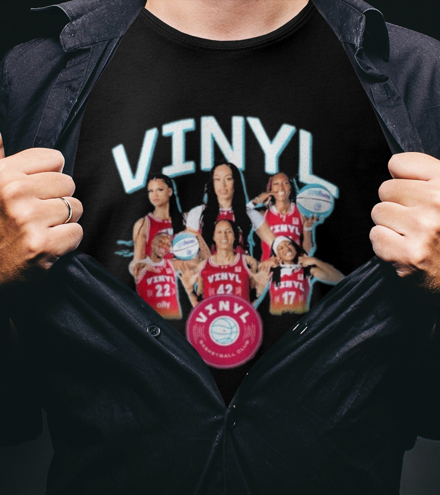Vinyl Basketball Club Player Team Spirit With Basketball Stars T-Shirt
