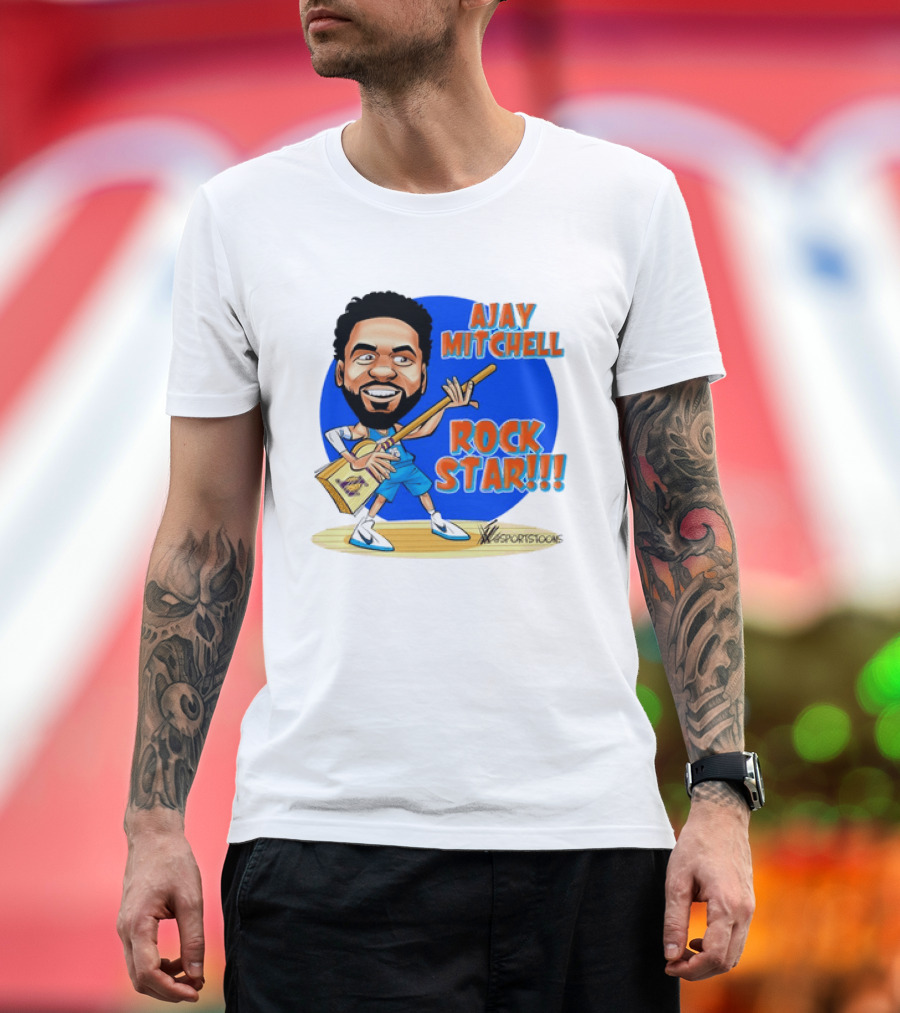 Ajay Mitchell Oklahoma City Thunder Rock Star Basketball Caricature T-Shirt
