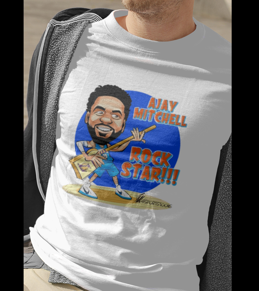 Ajay Mitchell Oklahoma City Thunder Rock Star Basketball Caricature T-Shirt