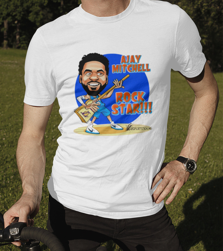 Ajay Mitchell Oklahoma City Thunder Rock Star Basketball Caricature T-Shirt