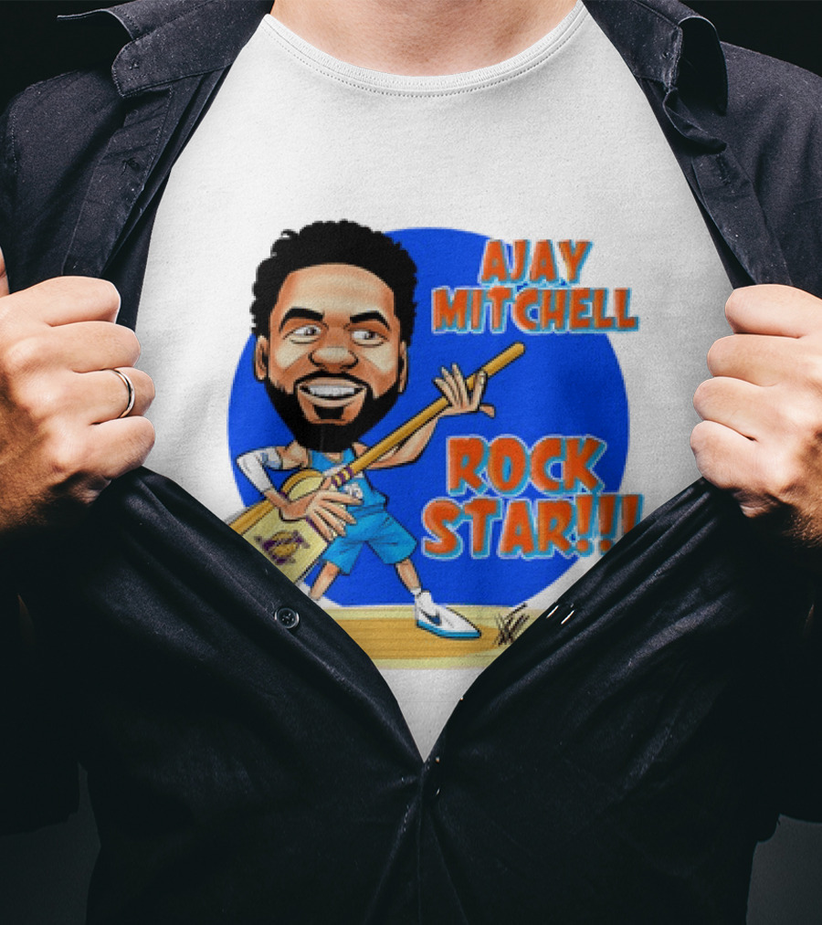 Ajay Mitchell Oklahoma City Thunder Rock Star Basketball Caricature T-Shirt