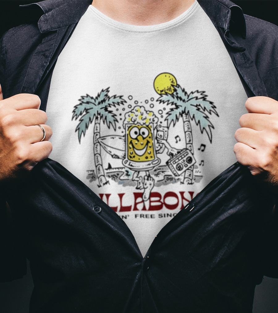 Billabong Feelin Free Since 73 Beer Tropical Vibes Palm Trees Sun T-Shirt