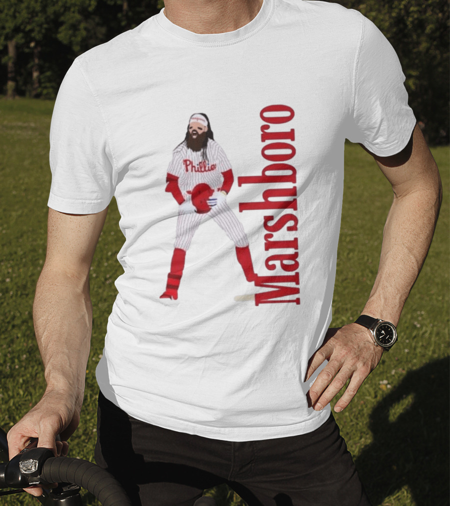 Brandon Marshboro Phillies Player Uniform Red Vertical T-Shirt