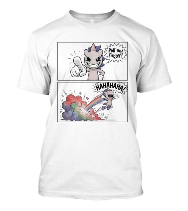 Dusty Unicorn Pull My Finger Rainbow Fart Dust T-Shirt