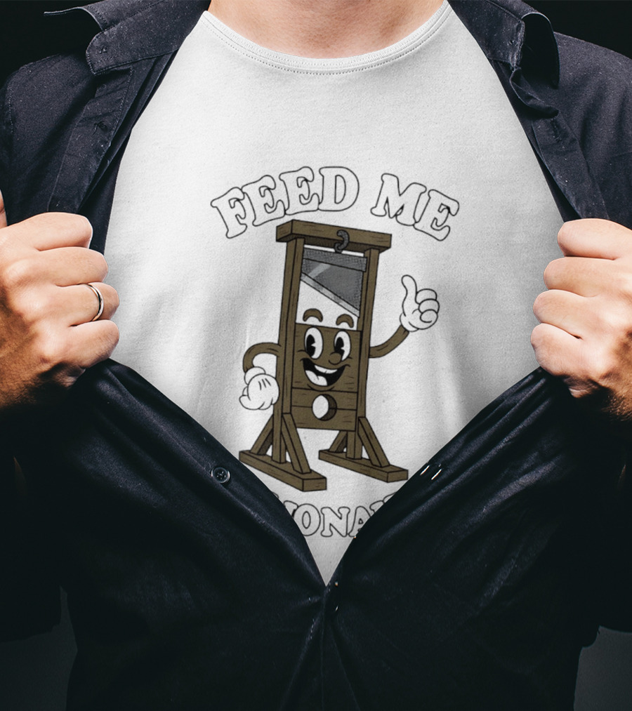 Feed Me Billionaires Guillotine Hands Smiling Razor T-Shirt