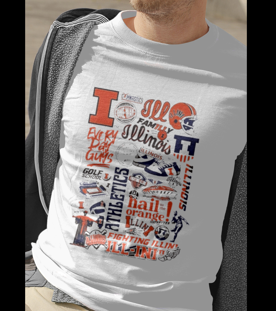 Illinois Fighting Illini Athletics Symbols Illini Orange Blue Football Basketball Golf Illini Till I Die T-Shirt