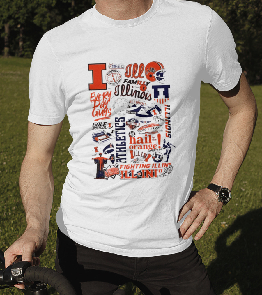 Illinois Fighting Illini Athletics Symbols Illini Orange Blue Football Basketball Golf Illini Till I Die T-Shirt