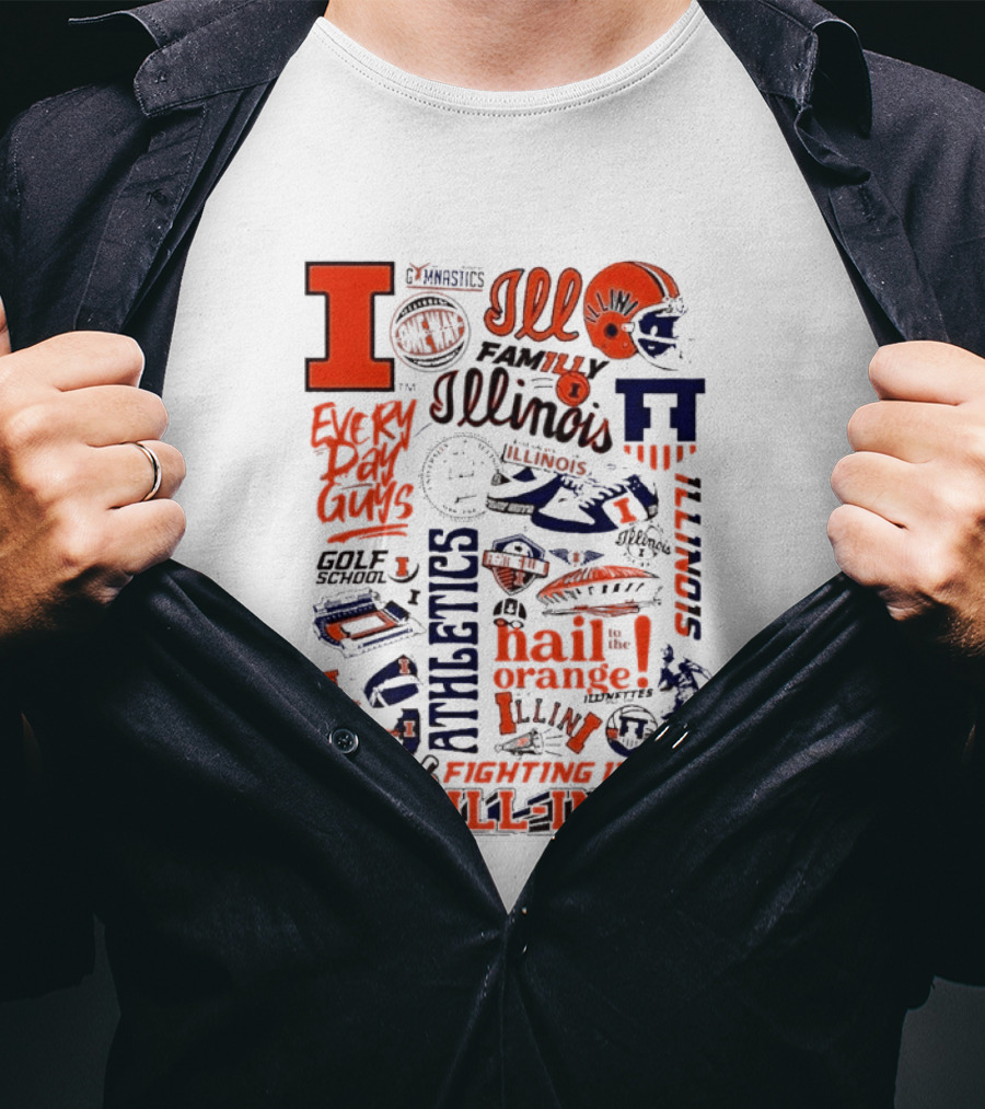 Illinois Fighting Illini Athletics Symbols Illini Orange Blue Football Basketball Golf Illini Till I Die T-Shirt