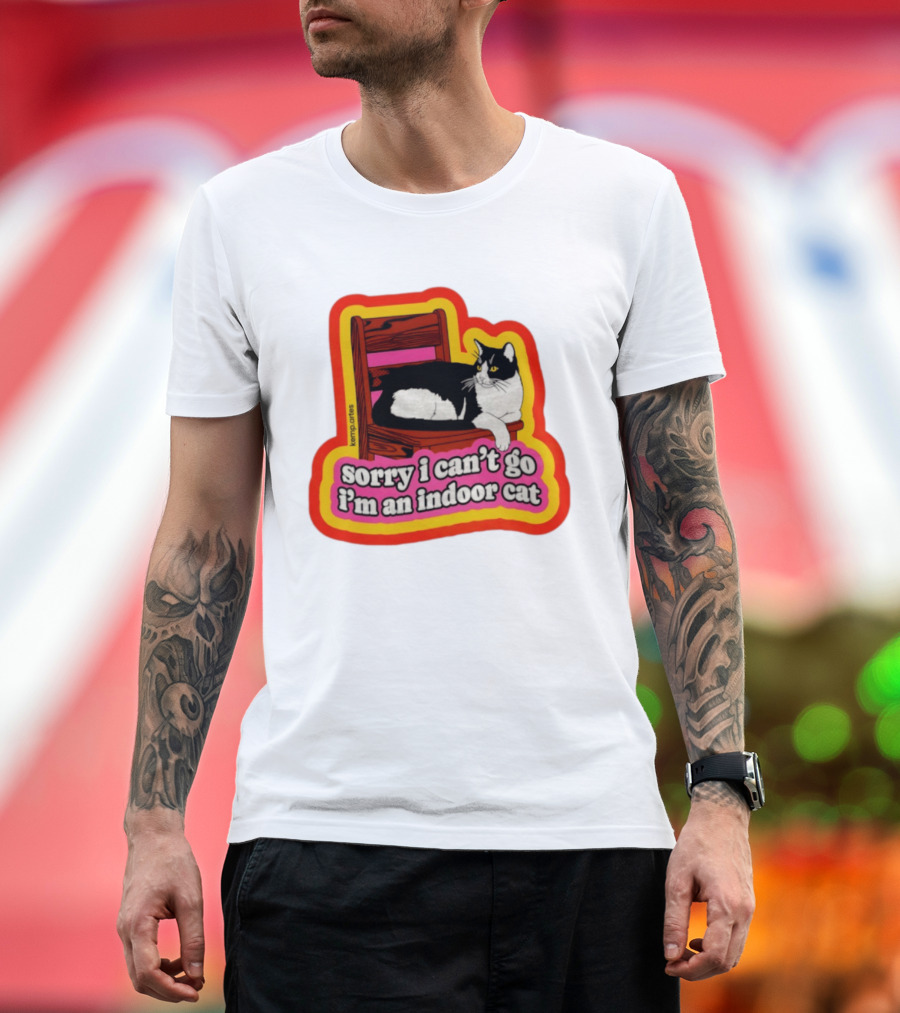 Indoor Cat Humor Sorry I Can't Go Vintage Feline Vibes T-Shirt