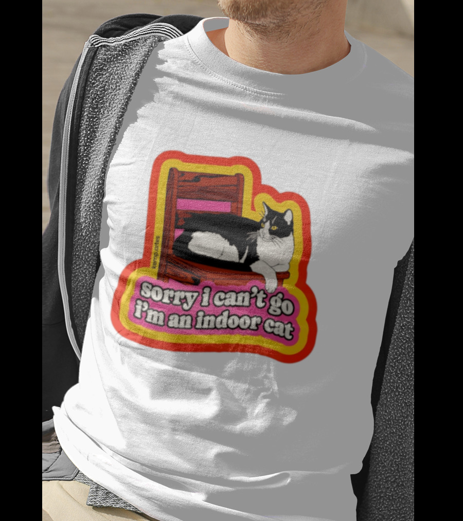 Indoor Cat Humor Sorry I Can't Go Vintage Feline Vibes T-Shirt