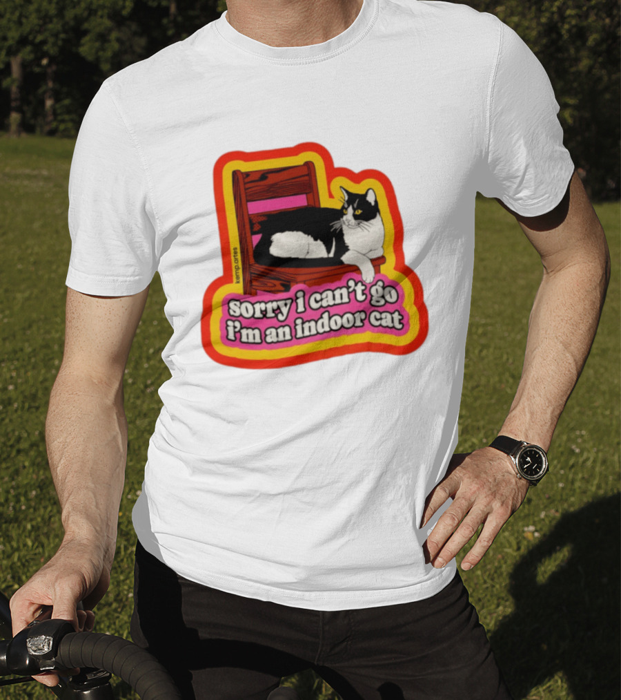 Indoor Cat Humor Sorry I Can't Go Vintage Feline Vibes T-Shirt
