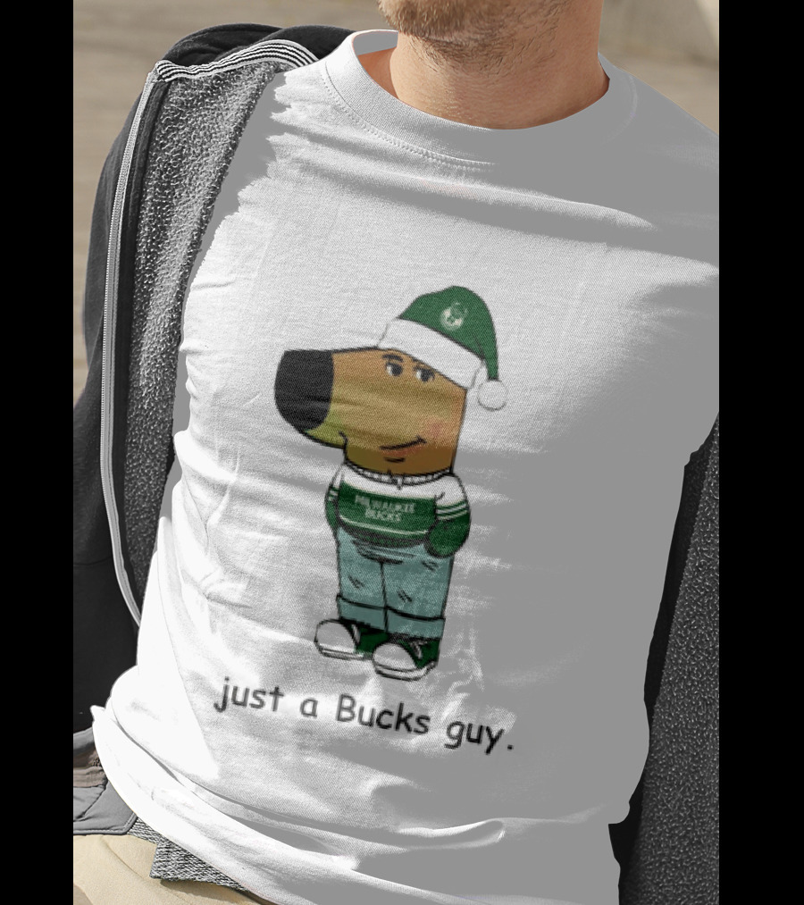 Milwaukee Bucks Chill Holiday Dog Character Just A Bucks Guy T-Shirt