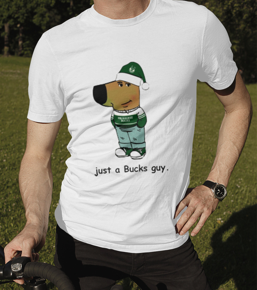 Milwaukee Bucks Chill Holiday Dog Character Just A Bucks Guy T-Shirt
