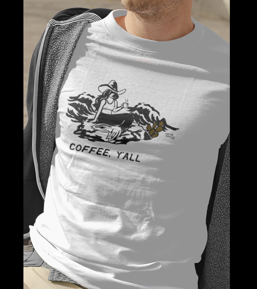 Texas Style Cowgirl Mermaid Coffee Y'all T-Shirt