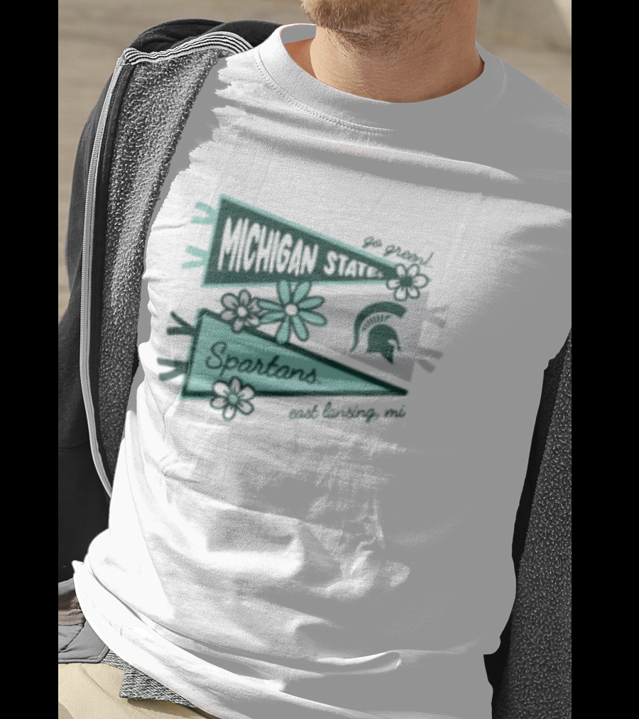 Michigan State Spartans Pennant East Lansing MI Flowers T-Shirt