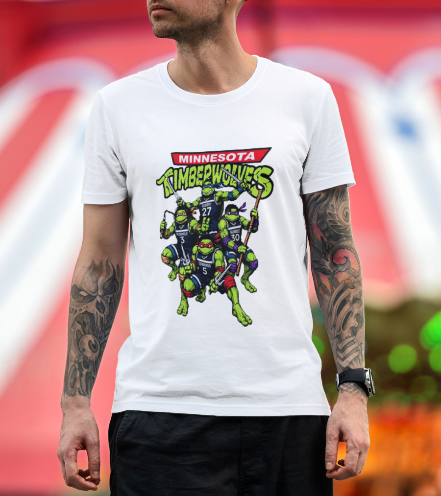 Minnesota Timberwolves Ninja Turtles Crossover Edwards Gobert Randle McDaniels T-Shirt